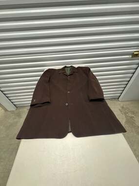 Vintage Men's Brown Minimalist Single-Breasted Overcoat